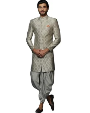 Sherwani Dhoti Set Silk Blend Jacquard