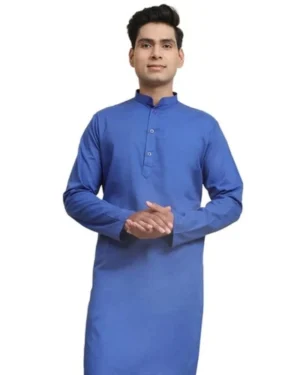 Men's Cotton Solid Dress Long Kurta Regular Fit Casual